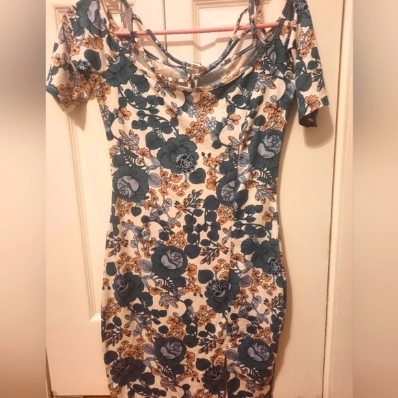 Mini Floral Dress with Cutout Neck - Picture 1 of 2